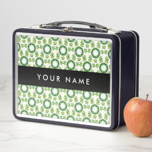 Lunch Box Motif de feuille, feuilles vertes, votre nom