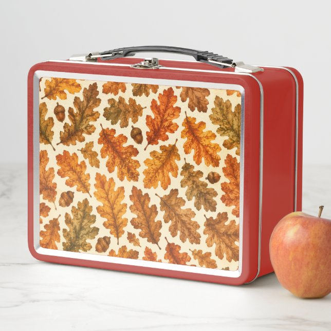 Lunch Box Motif de feuilles de chêne d'automne | Esthétique  (En situation)