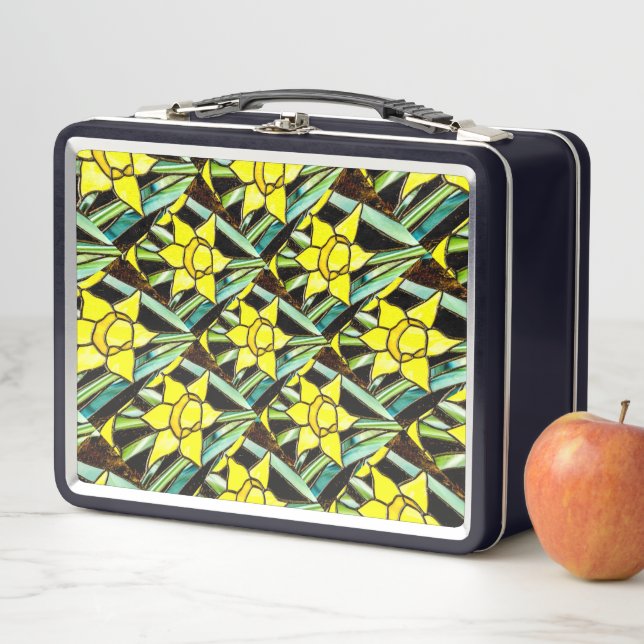 Lunch Box Motif de fleurs précieuses jaunes (En situation)