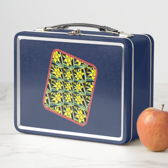 Lunch Box Motif de fleurs précieuses jaunes (En situation)