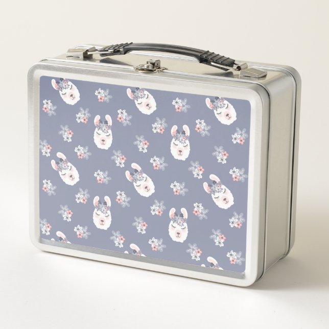Lunch Box Motif de lamas et de fleurs (Devant)