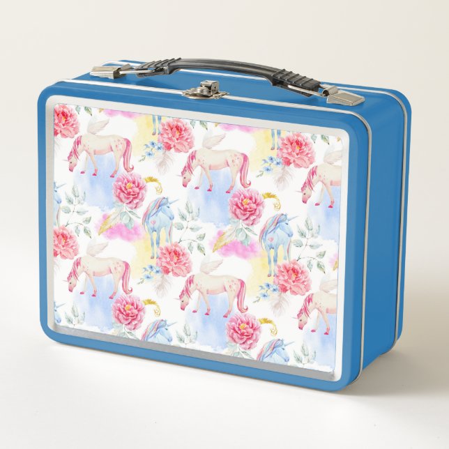 Lunch Box Motif de licorne et de Pegasus d'aquarelle (Devant)
