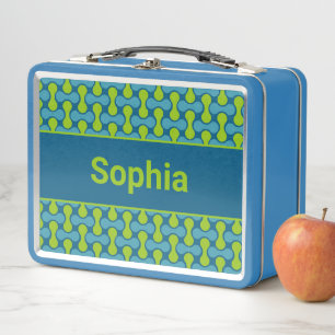 Lunch Box Motif de lien rétro moderne en bleu et vert