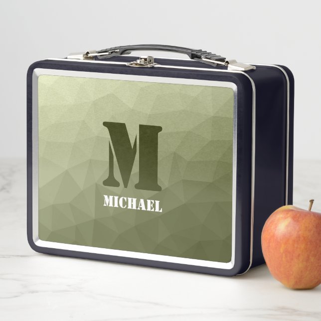 Lunch Box Motif de maille géométrique vert clair de l'armée  (En situation)