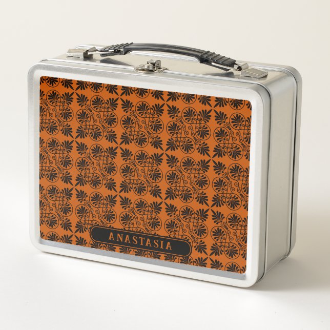 Lunch Box Motif de méandre grec antique en terre cuite (Devant)