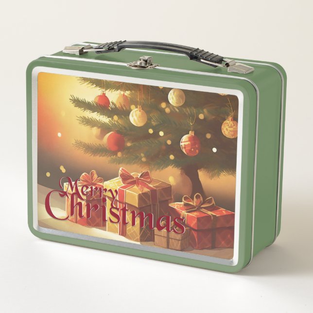 Lunch Box Motif de Noël, avec des cadeaux sous l'arbre de No (Devant)