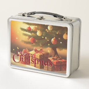 Lunch Box Motif de Noël, avec des cadeaux sous l'arbre de No