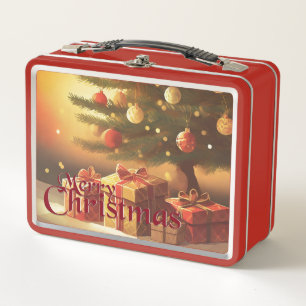 Lunch Box Motif de Noël, avec des cadeaux sous l'arbre de No