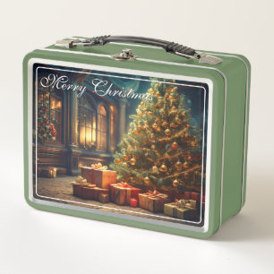 Lunch Box Motif de Noël avec des cadeaux sous l'arbre de Noë