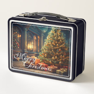 Lunch Box Motif de Noël avec des cadeaux sous l'arbre de Noë