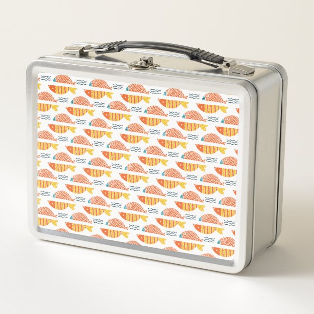 Lunch Box Motif de poissons de natation d'art populaire (Devant)