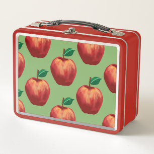 Lunch Box Motif de pommes rouges mûres sur arrière - plan ve