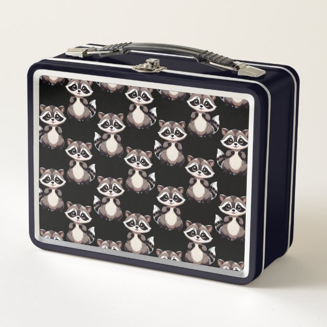 Lunch Box Motif de Raton Laveur Noir Design  (Devant)