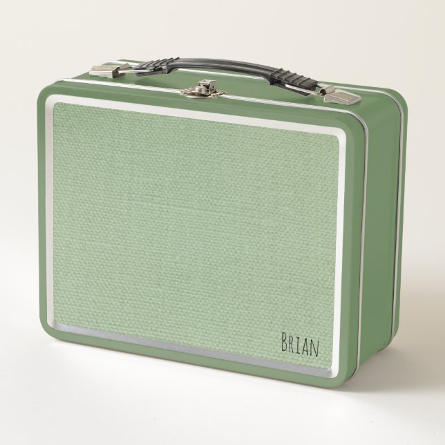 Lunch Box Motif de toile vert monogrammé (Devant)