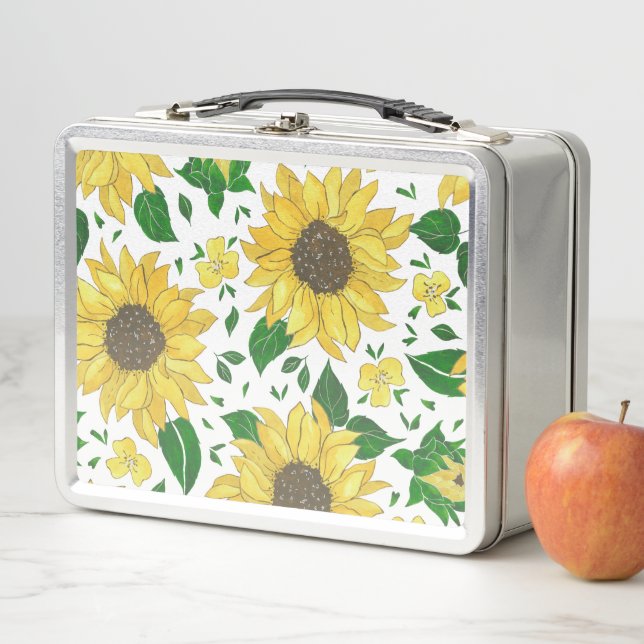 Lunch Box Motif de tournesol à l'aquarelle  (En situation)