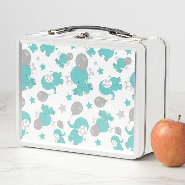 Lunch Box Motif Des Eléphants Bleus, Eléphants Mignons, Étoi (En situation)