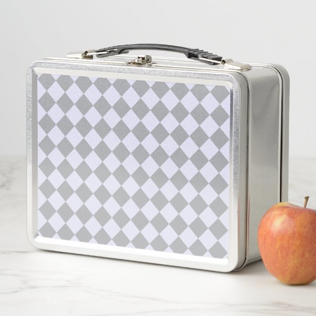 Lunch Box Motif diamant en gris et lavande (En situation)