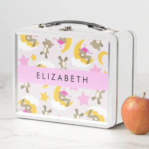 Lunch Box Motif D'Ours, Nounours, Étoiles, Votre Nom