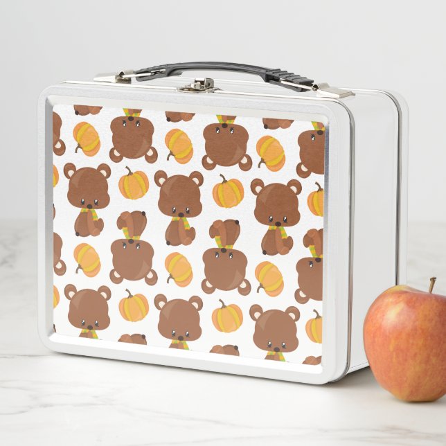 Lunch Box Motif D'Ours, Ours Mignons, Automne, Citrouille (En situation)