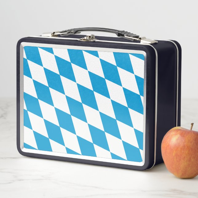 Lunch Box Motif Drapeau Diamant Bavière bleu et blanc (En situation)