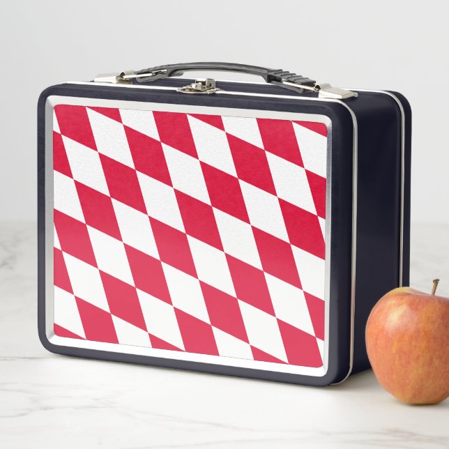 Lunch Box Motif du drapeau diamant de Bavière rouge et blanc (En situation)