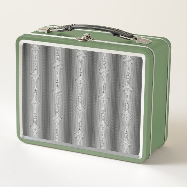 Lunch Box Motif floral baroque avec bordure grise (Devant)