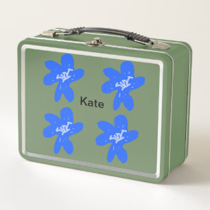 Lunch Box Motif floral bleu aquarelle ajouter nom