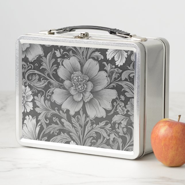 Lunch Box Motif floral monochrome vintage (En situation)