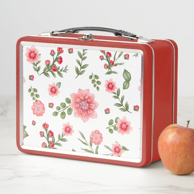 Lunch Box Motif floral rose élégant  (En situation)