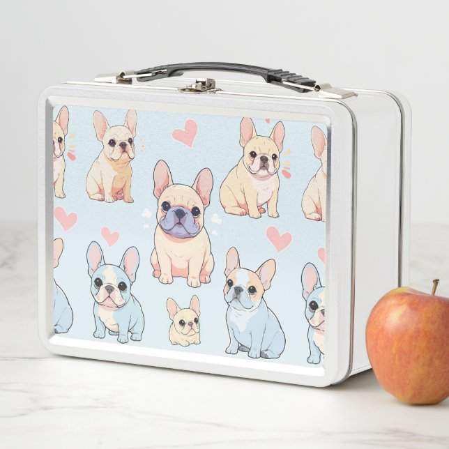 Lunch Box Motif français mignon Bulldog Pastel (En situation)