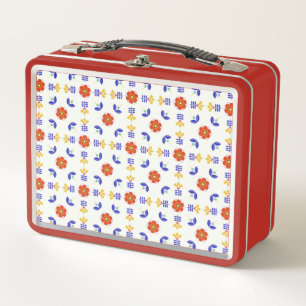 Lunch Box Motif géométrique de fleur au néon d'art popula