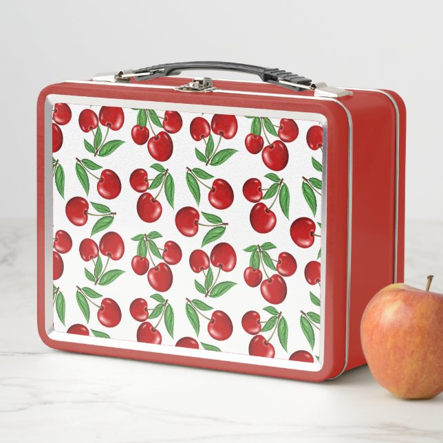 Lunch Box Motif graphique de cerises rouges partout (En situation)