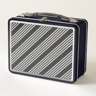 Lunch Box Motif gris clair et charbon cinq bandes