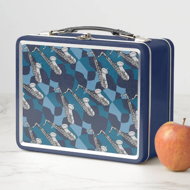Lunch Box Motif gris saxophone (En situation)