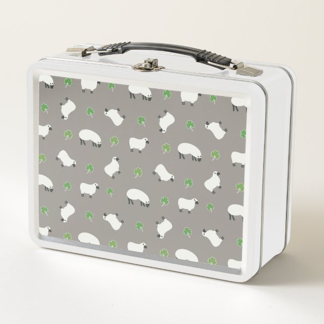 Lunch Box Motif irlandais de shamrock et de moutons (Devant)