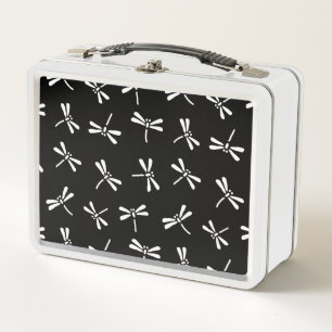 Lunch Box Motif japonais de libellule, noir et blanc