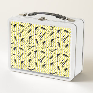 Lunch Box Motif jaune d'outil de coiffeur