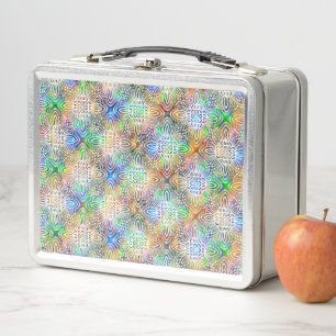 Lunch Box Motif Mandala Blanc Sur Des Tons Bijoux Colorés