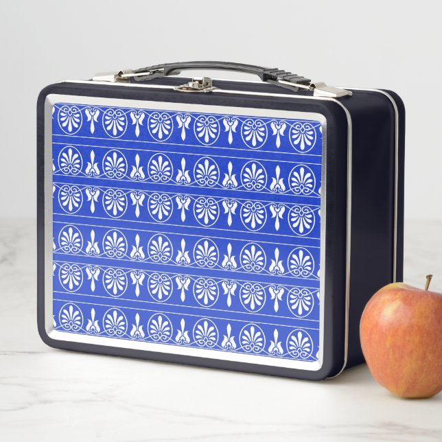 Lunch Box Motif méditerranéen grec Arabesque bleu (En situation)