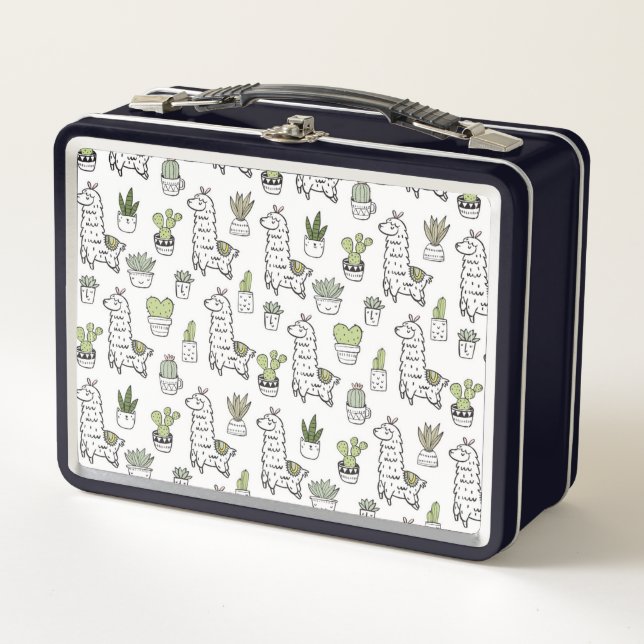 Lunch Box Motif mignon d'alpaga et de cactus (Devant)