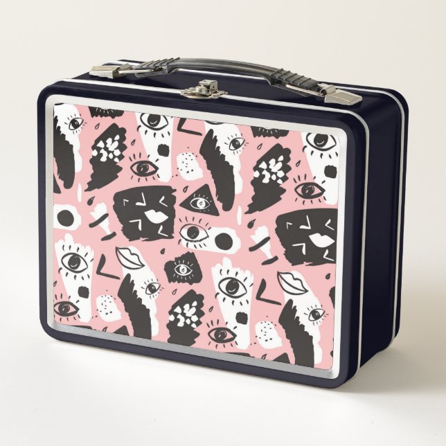 Lunch Box Motif moderne abstrait d'oeil et de lèvres (Devant)