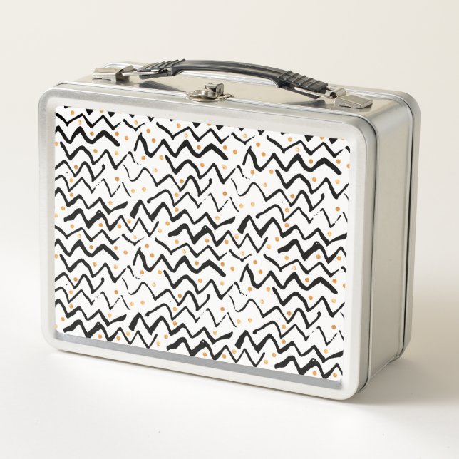 Lunch Box Motif noir de courses et de points de brosse (Devant)