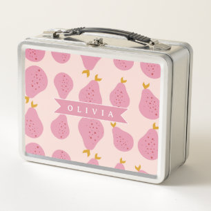 Lunch Box Motif personnalisé de poire rose, fruit mignon pou