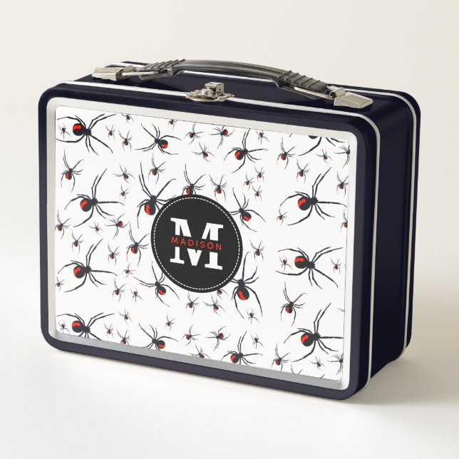 Lunch Box Motif Red & Black Spider Monogrammé (Devant)