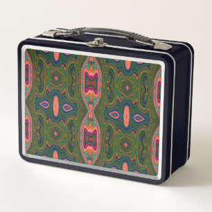 Lunch Box Motif rétro Abstrait bleu, vert et orange