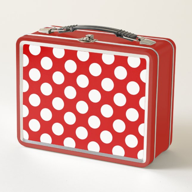 Lunch Box Motif rétro Pois blanc rouge (Devant)