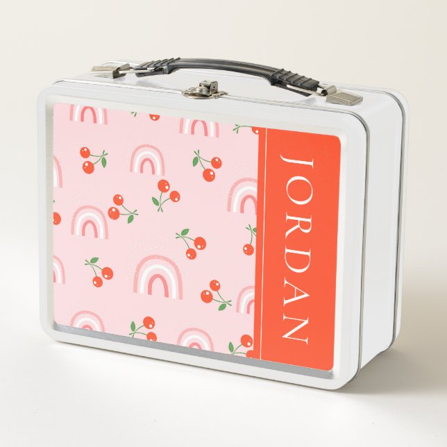 Lunch Box Motif rose arc-en-ciel cerise (Devant)