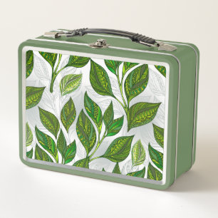 Lunch Box Motif sans couture avec Feuilles de thé vert
