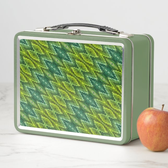 Lunch Box - Motif Snakeskin en Verts (En situation)