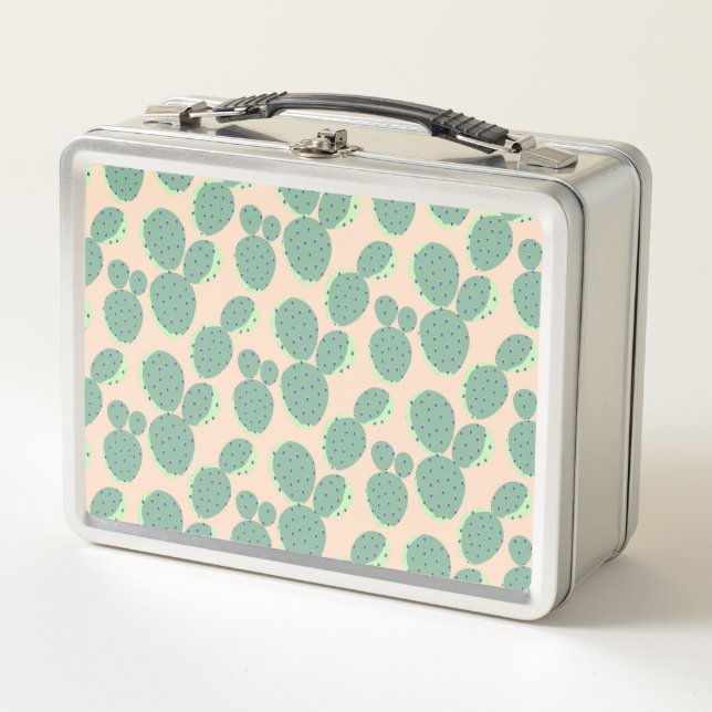 Lunch Box Motif vert et rose de cactus (Devant)